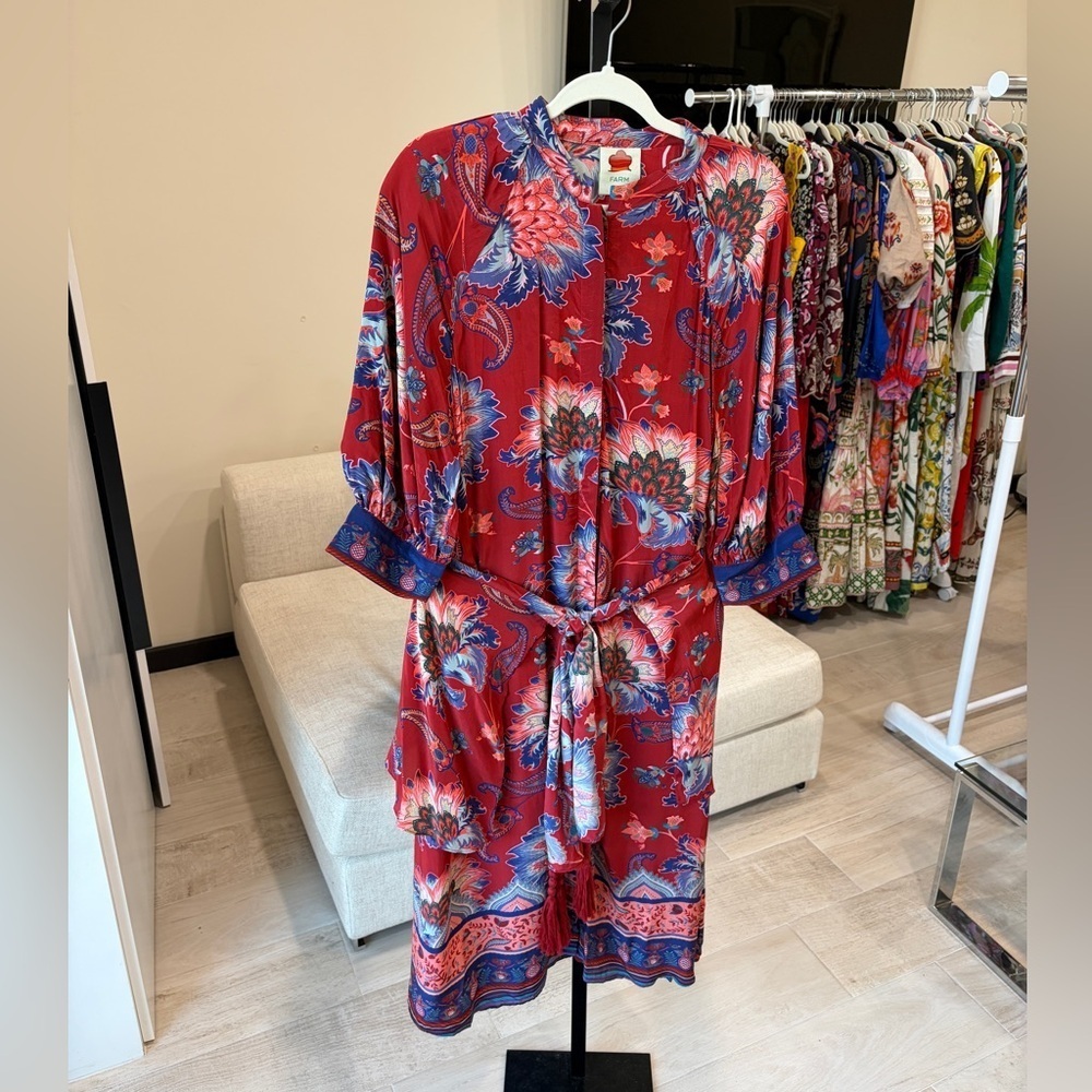Farm Rio: Luang Red Maxi Dress with blue scarves - Mty - Picture 13 of 15